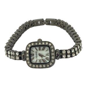 Joan Rivers VTG Black Onyx Rhinestone Watch​​​​​​​